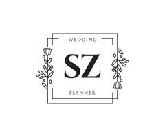 första sz feminin logotyp. användbar för natur, salong, spa, kosmetisk och skönhet logotyper. platt vektor logotyp design mall element.