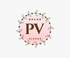 första pv feminin logotyp. användbar för natur, salong, spa, kosmetisk och skönhet logotyper. platt vektor logotyp design mall element.