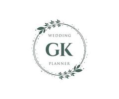 gk initialen brief hochzeitsmonogramm logos sammlung, handgezeichnete moderne minimalistische und florale vorlagen für einladungskarten, save the date, elegante identität für restaurant, boutique, café im vektor