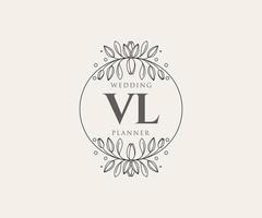 vl initialen brief hochzeitsmonogramm logos sammlung, handgezeichnete moderne minimalistische und florale vorlagen für einladungskarten, save the date, elegante identität für restaurant, boutique, café im vektor