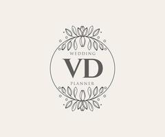 vd initialer brev bröllop monogram logotyper samling, hand dragen modern minimalistisk och blommig mallar för inbjudan kort, spara de datum, elegant identitet för restaurang, boutique, Kafé i vektor