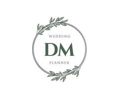 dm initialen brief hochzeitsmonogramm logos sammlung, handgezeichnete moderne minimalistische und florale vorlagen für einladungskarten, save the date, elegante identität für restaurant, boutique, café im vektor