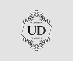 ud initialer brev bröllop monogram logotyper samling, hand dragen modern minimalistisk och blommig mallar för inbjudan kort, spara de datum, elegant identitet för restaurang, boutique, Kafé i vektor