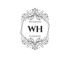 wh initialen brief hochzeitsmonogramm logos sammlung, handgezeichnete moderne minimalistische und florale vorlagen für einladungskarten, save the date, elegante identität für restaurant, boutique, café im vektor