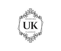 uk initialen brief hochzeit monogramm logos sammlung, handgezeichnete moderne minimalistische und florale vorlagen für einladungskarten, save the date, elegante identität für restaurant, boutique, café im vektor