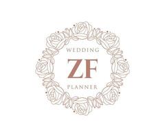 zf initialen brief hochzeitsmonogramm logos sammlung, handgezeichnete moderne minimalistische und florale vorlagen für einladungskarten, save the date, elegante identität für restaurant, boutique, café im vektor