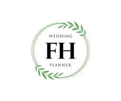 fh initialen brief hochzeitsmonogramm logos sammlung, handgezeichnete moderne minimalistische und florale vorlagen für einladungskarten, save the date, elegante identität für restaurant, boutique, café im vektor