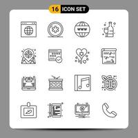 16 schwarze Symbolpaket-Gliederungssymbole Zeichen für ansprechende Designs auf weißem Hintergrund 16 Symbole setzen kreativen schwarzen Symbolvektorhintergrund vektor