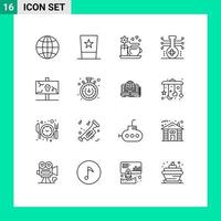 Mobile Interface Gliederungssatz von 16 Piktogrammen von bearbeitbaren Vektordesign-Elementen der Osterwissenschaft Zylinder Molekülchemie vektor