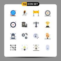 16 universelle flache Farbzeichen Symbole für Webdesign-SEO-Tool-Optionen Hindernis editierbares Paket kreativer Vektordesign-Elemente