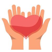 man innehar en röd hjärta i hans händer. en symbol av välgörenhet, godhet, hoppas och kärlek. vektor platt design illustration.