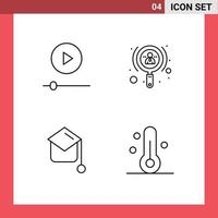 4 universelle Linienzeichen Symbole für Geräte Graduierung Technologie Investor Hut editierbare Vektordesign-Elemente vektor
