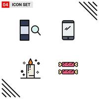4 Benutzeroberfläche Filledline Flat Color Pack mit modernen Zeichen und Symbolen von Column Celebration Phone Android süße editierbare Vektordesign-Elemente vektor