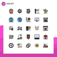 Stock Vector Icon Pack mit 25 Linienzeichen und Symbolen für Ball Plent Mobile USA Sense editierbare Vektordesign-Elemente