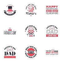 Happy Fathers Day 9 schwarz-rosa Schriftzug Happy Fathers Day editierbare Vektordesign-Elemente vektor