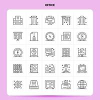 Umriss 25 Büro Icon Set Vektor Linienstil Design schwarze Icons Set lineare Piktogramm Pack Web und mobile Geschäftsideen Design Vektor Illustration