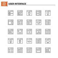 25 Symbolsatz für die Benutzeroberfläche, Vektorhintergrund vektor