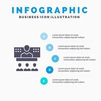 konferens företag ring upp förbindelse internet uppkopplad fast ikon infographics 5 steg presentation bakgrund vektor