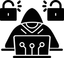 Glyphen-Symbol für Cyber-Angriffe vektor