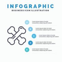 ben hälsa kalcium friska ben reumatism linje ikon med 5 steg presentation infographics bakgrund vektor