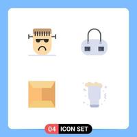 4 flaches Icon-Pack der Benutzeroberfläche mit modernen Zeichen und Symbolen der Cartoon-Post-Frankenstein-Modenacht editierbare Vektordesign-Elemente vektor