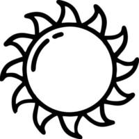 Sonnensymbol auf weißem Hintergrund, Illustration des Sonnensymbolsymbols in Schwarz auf weißem Hintergrund vektor