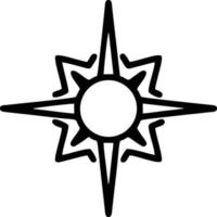 Sonnensymbol auf weißem Hintergrund, Illustration des Sonnensymbolsymbols in Schwarz auf weißem Hintergrund vektor