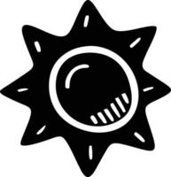 Sonnensymbol auf weißem Hintergrund, Illustration des Sonnensymbolsymbols in Schwarz auf weißem Hintergrund vektor