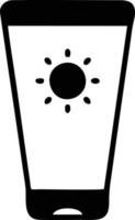 Sonnensymbol auf weißem Hintergrund, Illustration des Sonnensymbolsymbols in Schwarz auf weißem Hintergrund vektor