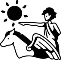 Sonnensymbol auf weißem Hintergrund, Illustration des Sonnensymbolsymbols in Schwarz auf weißem Hintergrund vektor