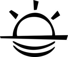 Sonnensymbol auf weißem Hintergrund, Illustration des Sonnensymbolsymbols in Schwarz auf weißem Hintergrund vektor