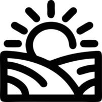 Sonnensymbol auf weißem Hintergrund, Illustration des Sonnensymbolsymbols in Schwarz auf weißem Hintergrund vektor