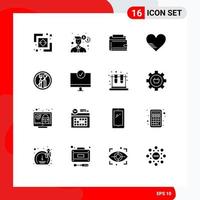 16 kreative Symbole moderne Zeichen und Symbole der persönlichen bearbeitbaren Vektordesign-Elemente des Lieblingsliebesgeldbörsenherzens vektor