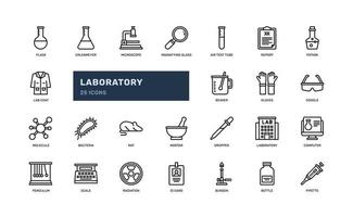 laboratorium experimentera utbildning skola universitet detaljerad översikt ikon uppsättning. enkel vektor illustration
