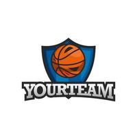 Basketball-Emblem-Logo-Design-Vorlage mit weißem Hintergrund vektor