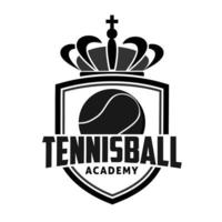tennis boll sport akademi logotyp design, sporter bricka mall. vektor illustration