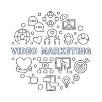 Video-Marketing-Vektor rundes Konzept dünne Linie Illustration vektor