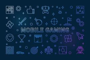 bunte umrissillustration des mobilen gaming-vektorkonzepts vektor