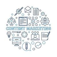 Content Marketing Vektor runde kreative dünne Linie Illustration