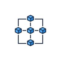 blaues Symbol für das Vektorkonzept der Kryptowährungsblockkette. fünf Blockchain-Blöcke abstraktes Symbol vektor