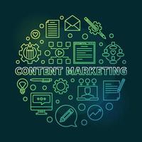 Content-Marketing-Vektor rundes Konzept grüne lineare Abbildung vektor