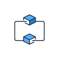 blockchain teknologi vektor begrepp blå ikon - två ansluten block kryptovaluta modern symbol
