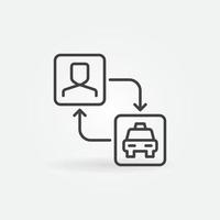 passagerare eller klient med taxi vektor begrepp översikt ikon