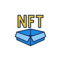 Cardbox mit nft-Vektor farbigem Symbol. nicht fungibles Token-Kartonsymbol vektor