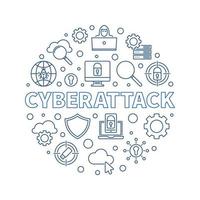 Cyber attack vektor runda begrepp översikt blå illustration