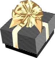svart gåva låda med vit Ränder och dekorerad en rosett gyllene band vektor