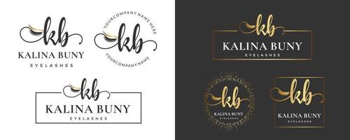 anfangsbuchstabe kb k wimper, augenbraue, wimpern, wimpernverlängerung logo design kollektion für branding vektor