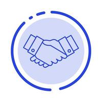 Vereinbarung Deal Handshake Geschäftspartner blau gepunktete Linie Symbol Leitung vektor