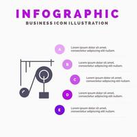 enhet maskin vetenskap vetenskap maskin fast ikon infographics 5 steg presentation bakgrund vektor