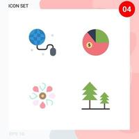 4 flaches Symbolkonzept für mobile Websites und Apps Bildung Blumenanalyse Investitionen Frühling editierbare Vektordesign-Elemente vektor